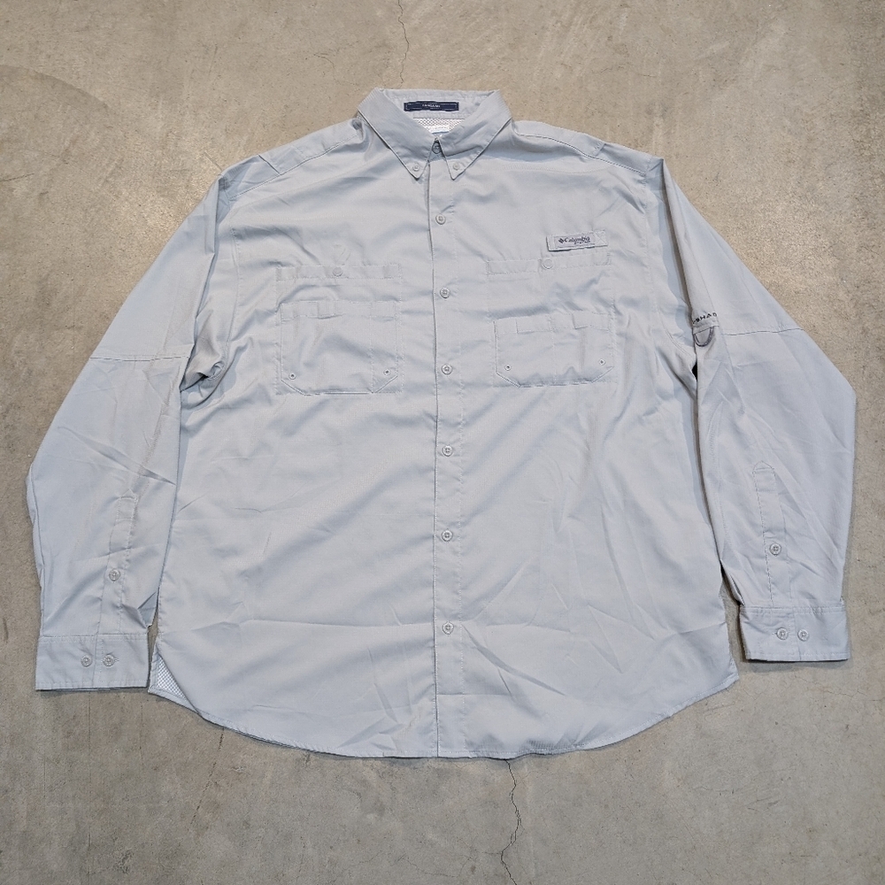 Columbia PFG Tamiami Shirt Men's XL Gray Flaws Fishing